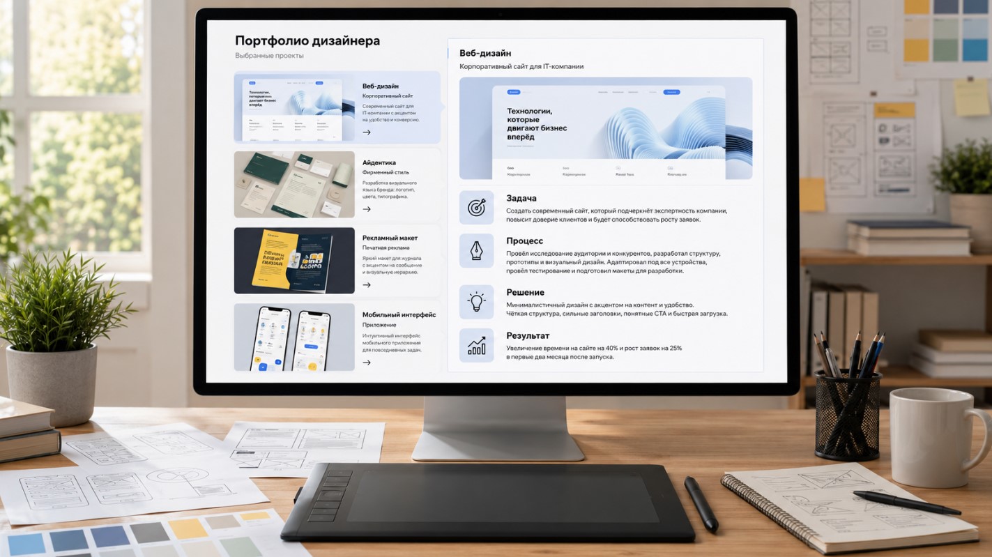 Пример оформления портфолио дизайнера для удалённой работы