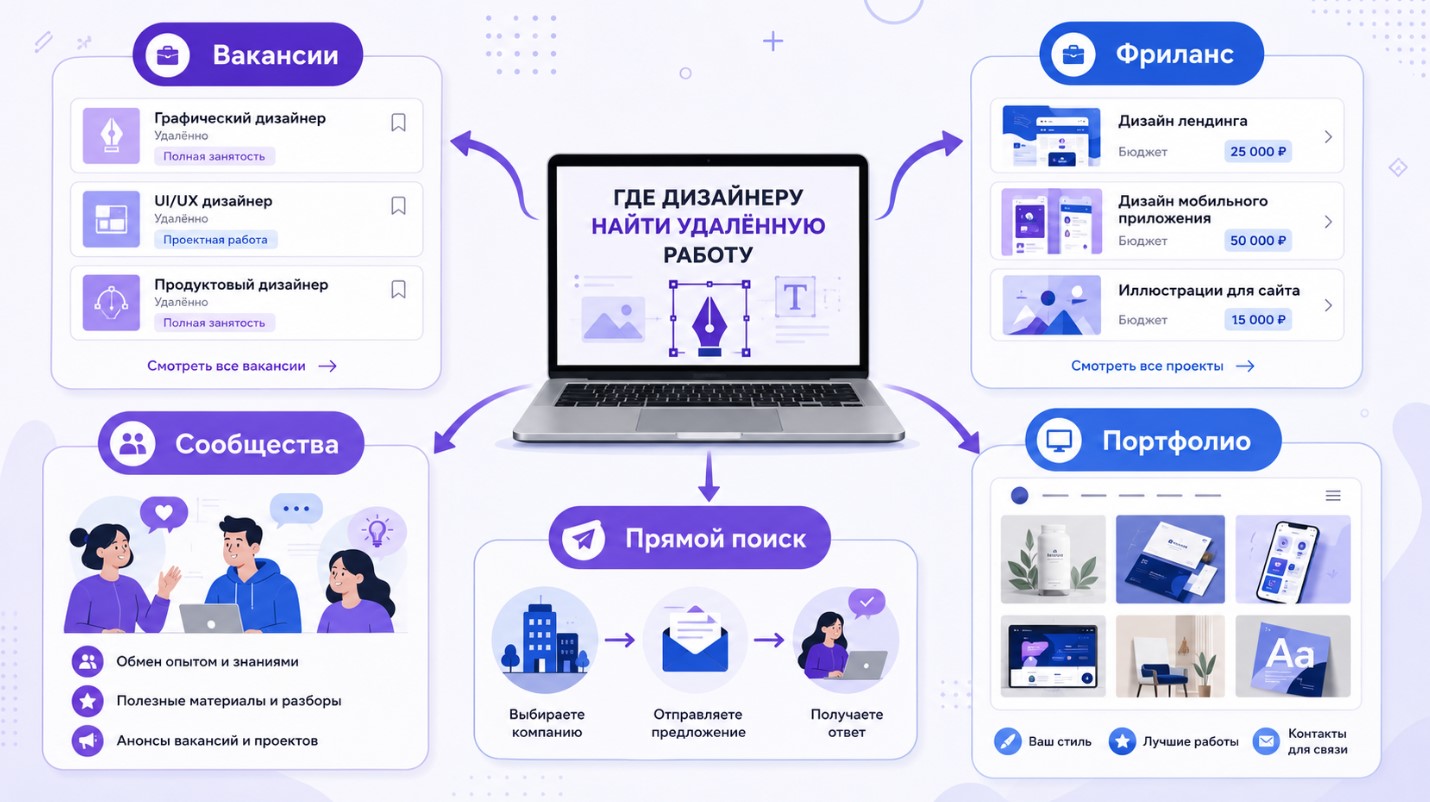 Основные сайты и каналы поиска удалённой работы для дизайнера