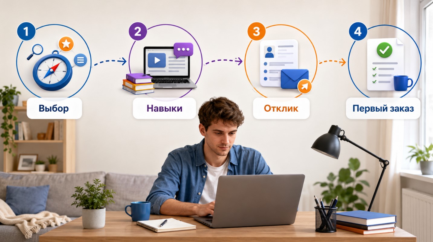 Удалённая работа через интернет без опыта: путь от выбора направления до первого заказа