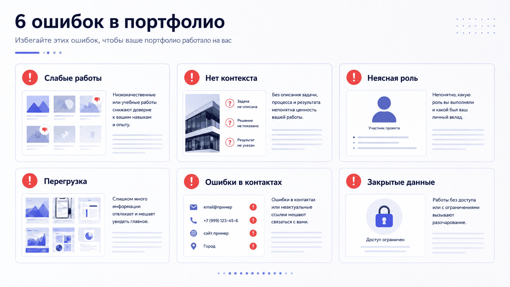 Распространенные ошибки при создании портфолио
