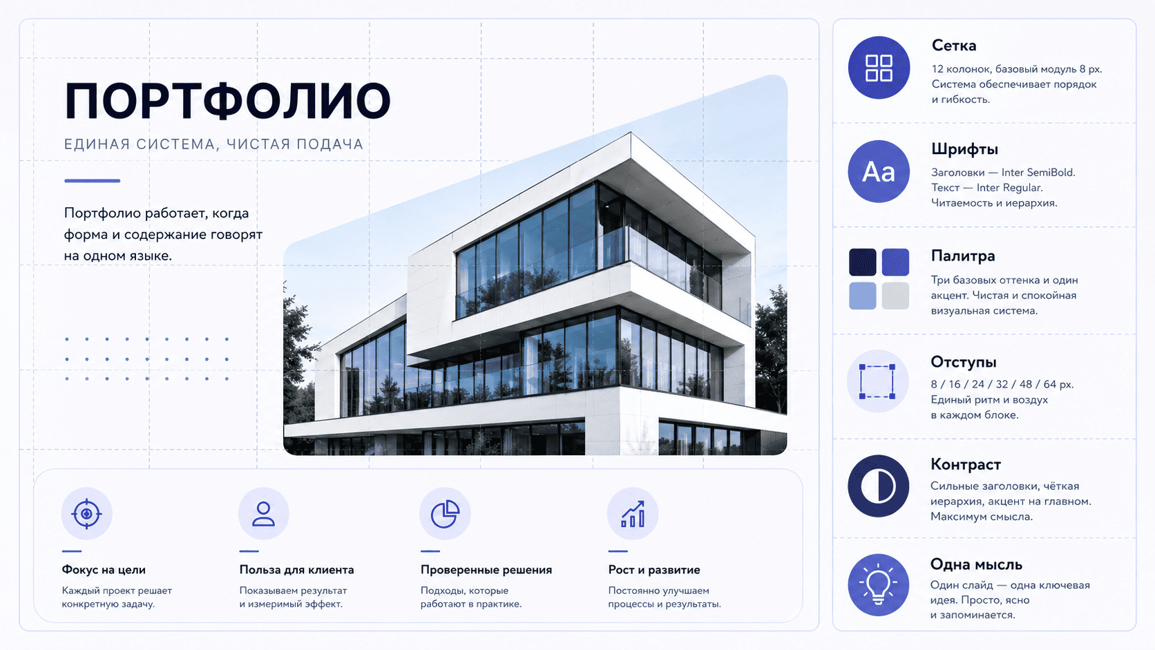 Правила дизайна портфолио в виде презентации